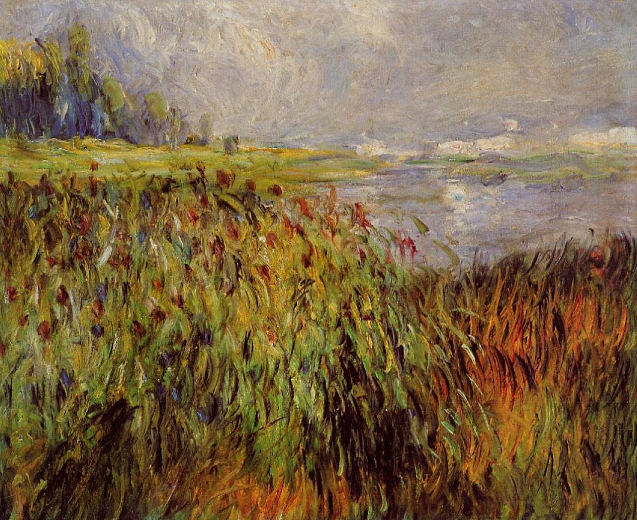 Bulrushes on the Banks of the Seine - Pierre-Auguste Renoir