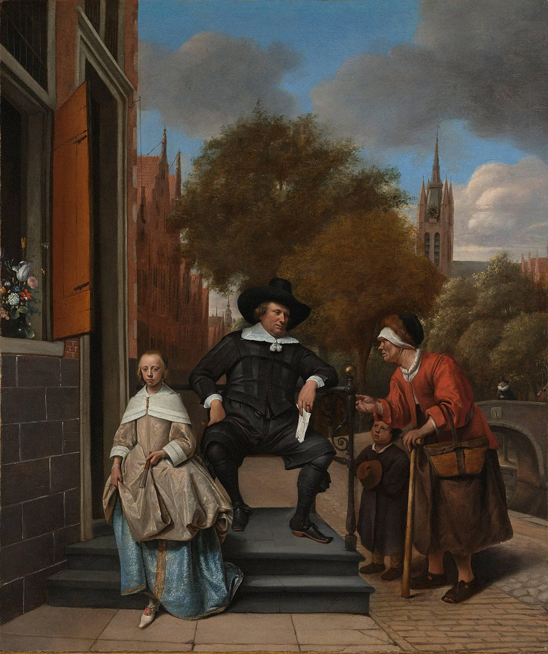 Burgher of Delft and his Daughter by Jan Steen — hand-painted portrait oil painting reproduction on canvas