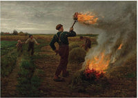 Burning Tares in a Wheatfield by Jules Breton — hand-painted landscape oil painting reproduction on canvas