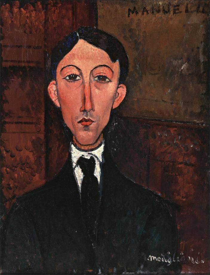 Bust of Manuel Humbert by Amedeo Modigliani — hand-painted portrait oil painting reproduction on canvas