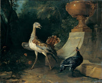Bustard and Guinea Hen by Jean-Baptiste Oudry — hand-painted animal oil painting reproduction on canvas