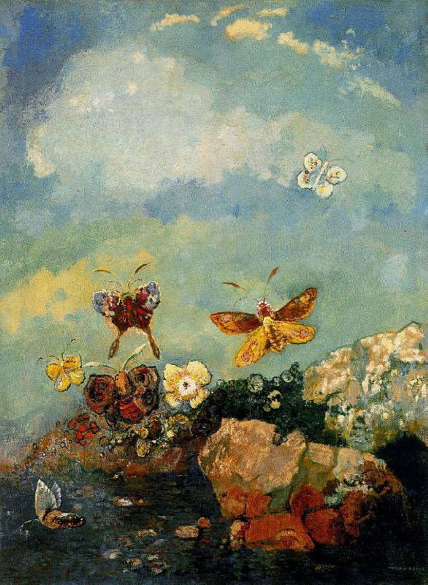 Butterflies by Odilon Redon — hand-painted abstract oil painting reproduction on canvas