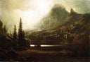 By a Mountain Lake by Albert Bierstadt — hand-painted botanical oil painting reproduction on canvas