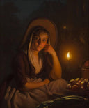 By the Candlelight by Petrus van Schendel — hand-painted portrait oil painting reproduction on canvas