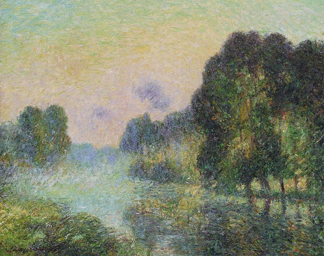 By the Eure River   Fog Effect by Gustave Loiseau — hand-painted botanical oil painting reproduction on canvas