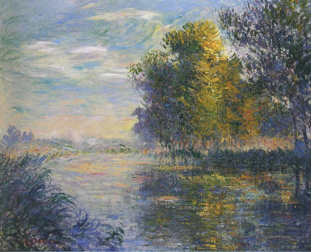 By the Eure River in Autumn by Gustave Loiseau — hand-painted botanical oil painting reproduction on canvas