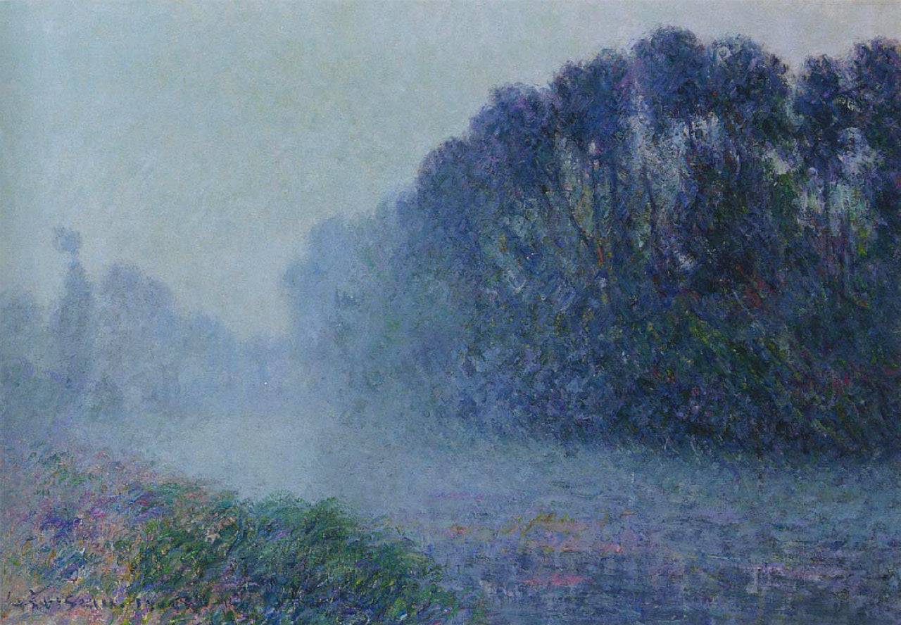 By the Eure River   Mist Effect - Gustave Loiseau