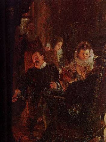 By the fireplace - Adolph Menzel