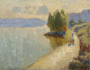 By the Lake by Konstantin Gorbatov — mountain oil painting wall art, Post Impressionism