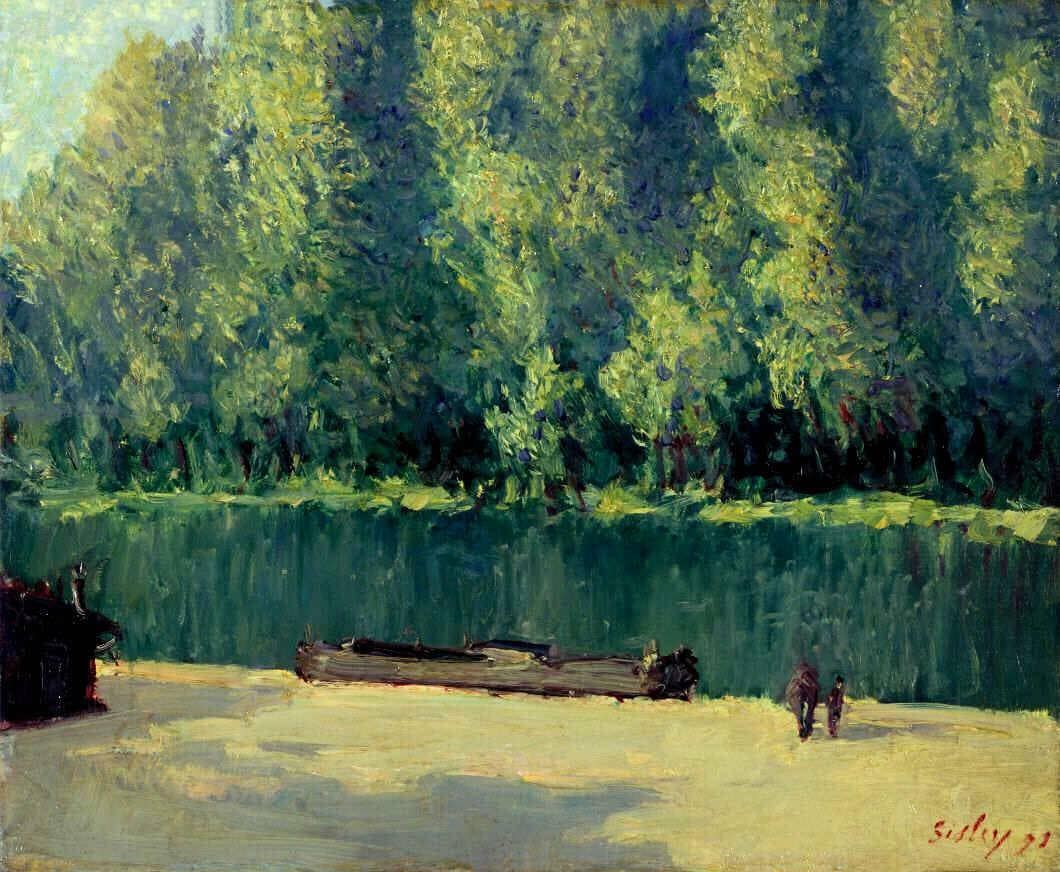 By the Loing by Alfred Sisley — hand-painted botanical oil painting reproduction on canvas
