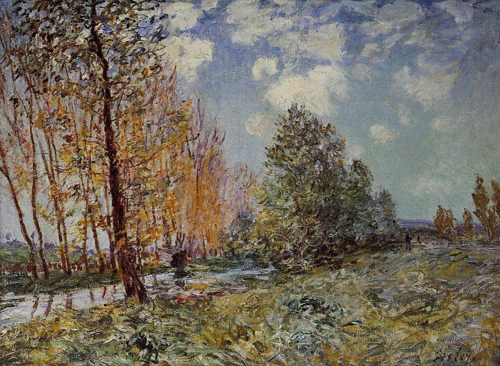 By the River by Alfred Sisley — hand-painted botanical oil painting reproduction on canvas