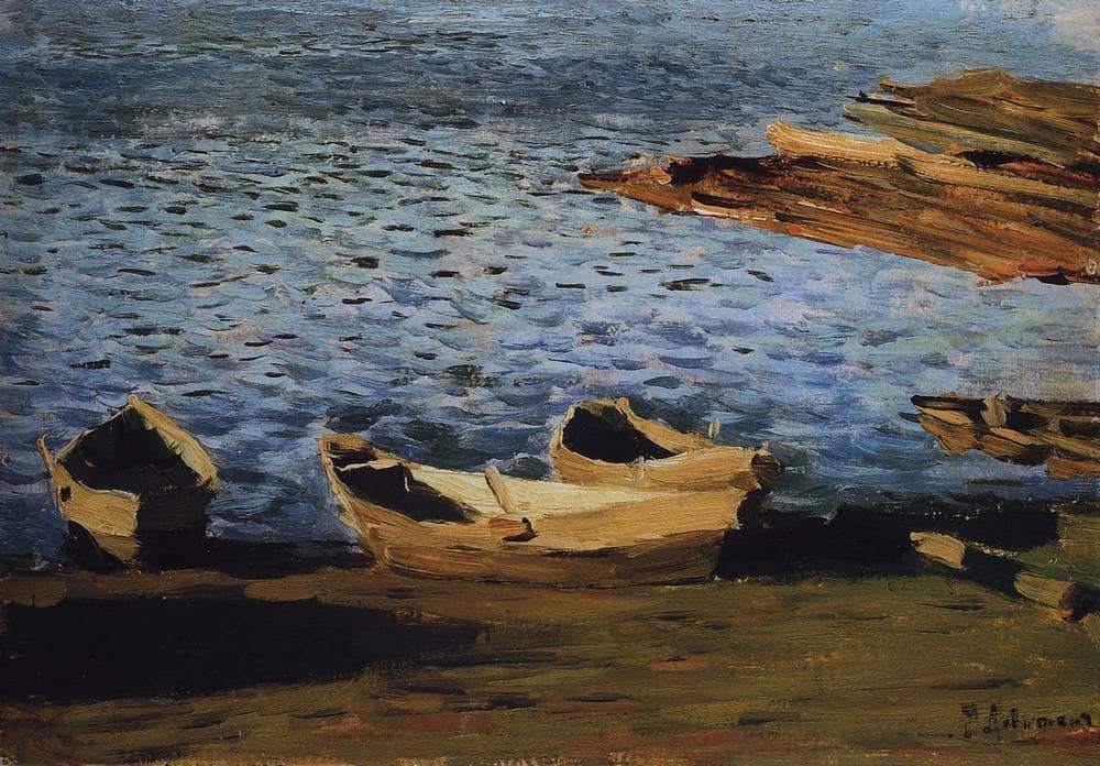 By the Riverside by Isaac Levitan — hand-painted landscape oil painting reproduction on canvas