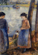 By the Water by Camille Pissarro — vintage oil painting wall art, Impressionism