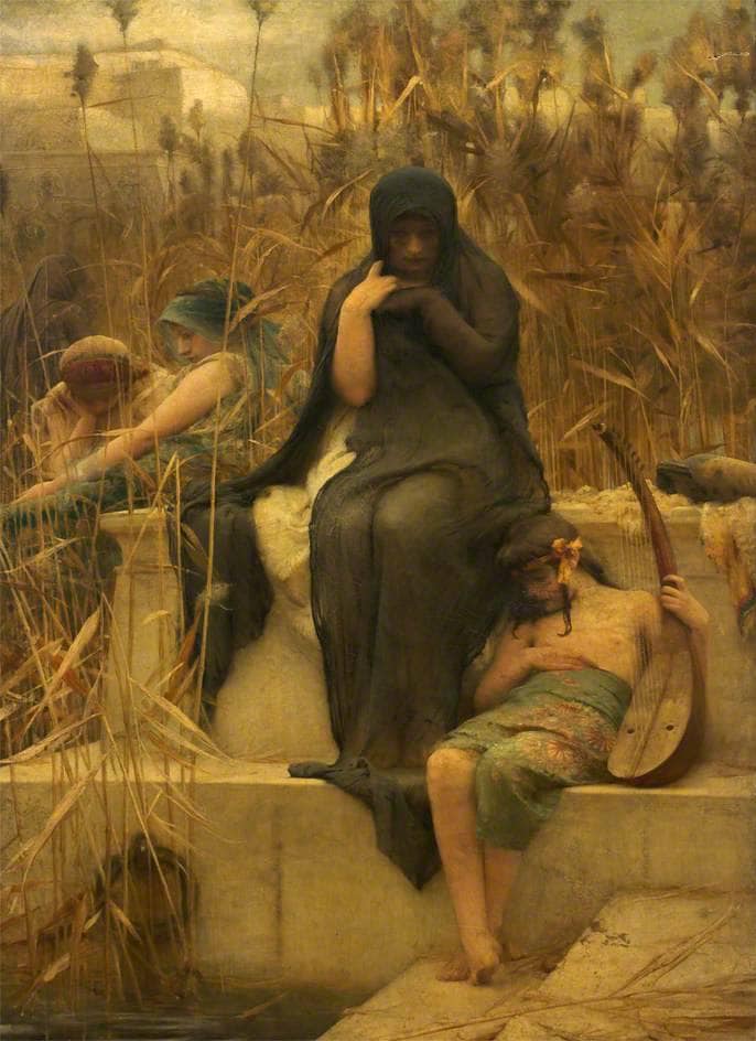 By the Waters of Babylon by Arthur Hacker — hand-painted portrait oil painting reproduction on canvas