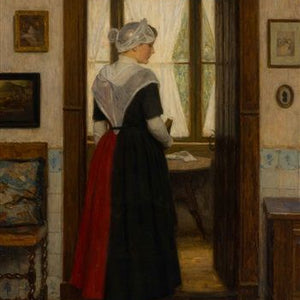 Interior with orphan girl