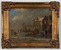 Skating scene by Klaes Molenaer — hand-painted landscape oil painting reproduction on canvas