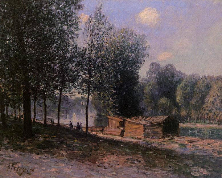 Cabins by the River Loing, Morning by Alfred Sisley — hand-painted botanical oil painting reproduction on canvas