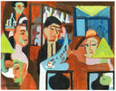 Café in Davos by Ernst Ludwig Kirchner — shapes oil painting wall art, Expressionism