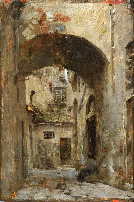 Calleja Florentina by José Garnelo — hand-painted architectural oil painting reproduction on canvas