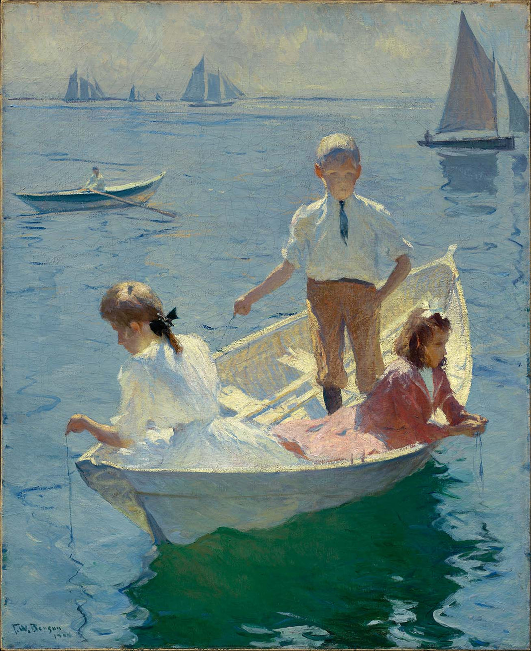 Calm Morning by Frank W. Benson, hand-painted nautical oil painting reproduction on canvas