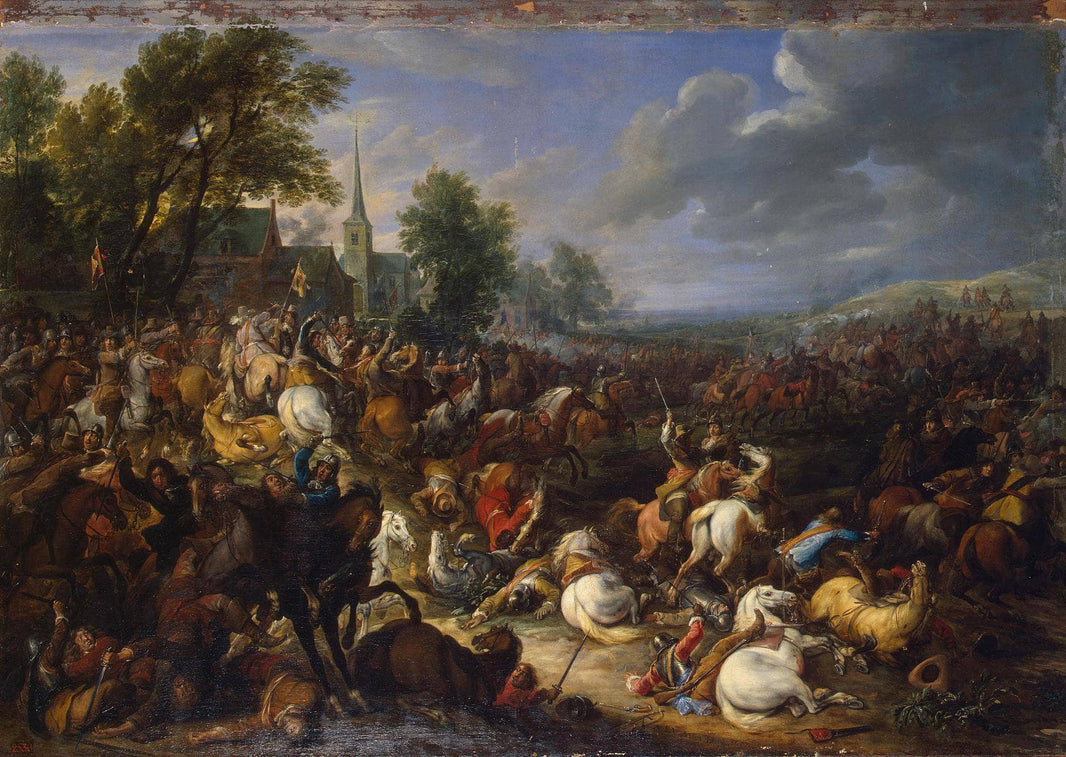 Calvary in the Battle by Adam van der Meulen — hand-painted landscape oil painting reproduction on canvas