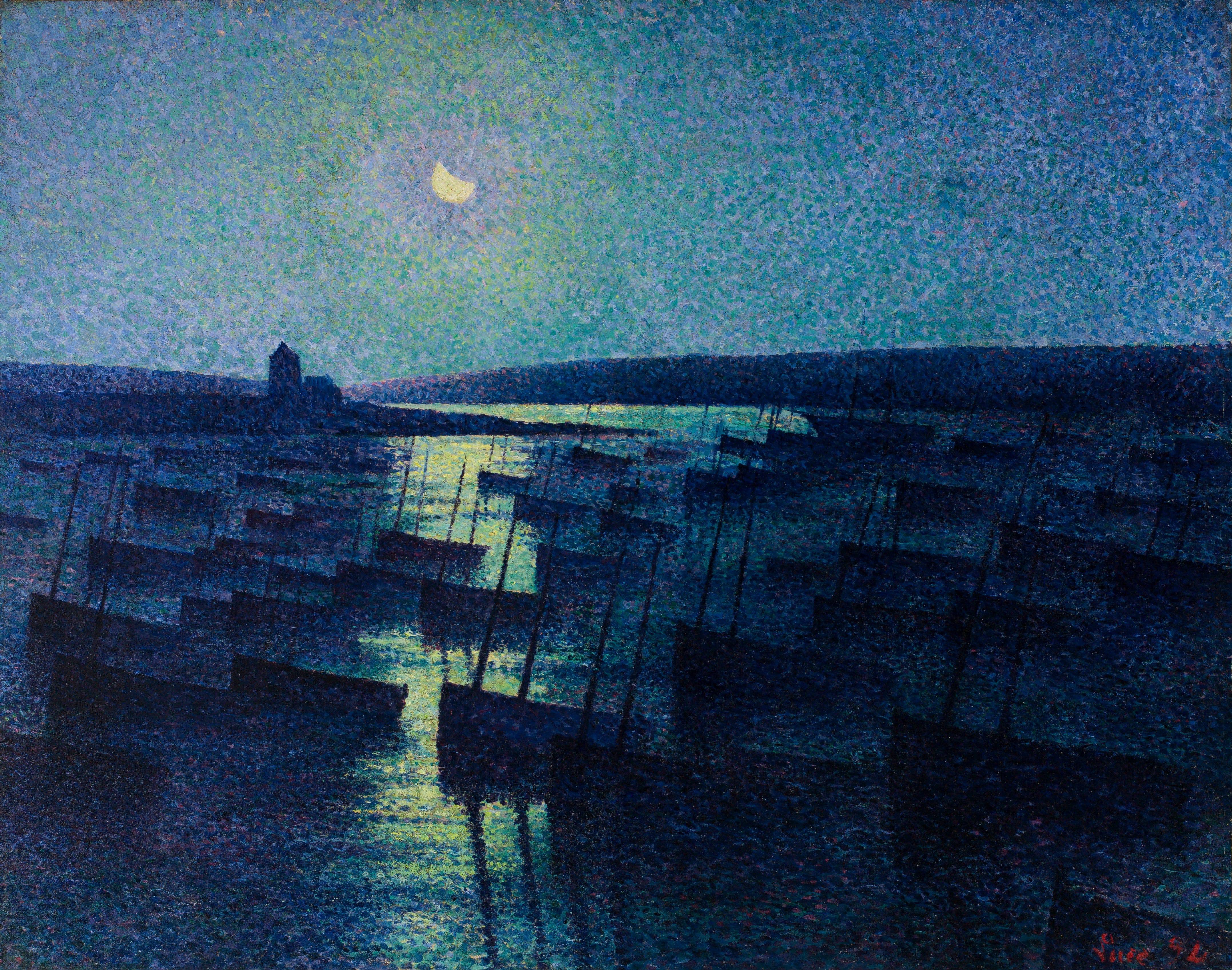 Camaret, Moonlight and Fishing Boats - Maximilien Luce