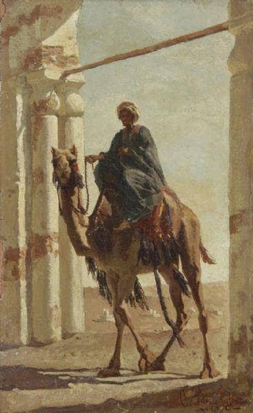 Camel Driver in the Desert by Cesare Biseo — hand-painted cultural oil painting reproduction on canvas