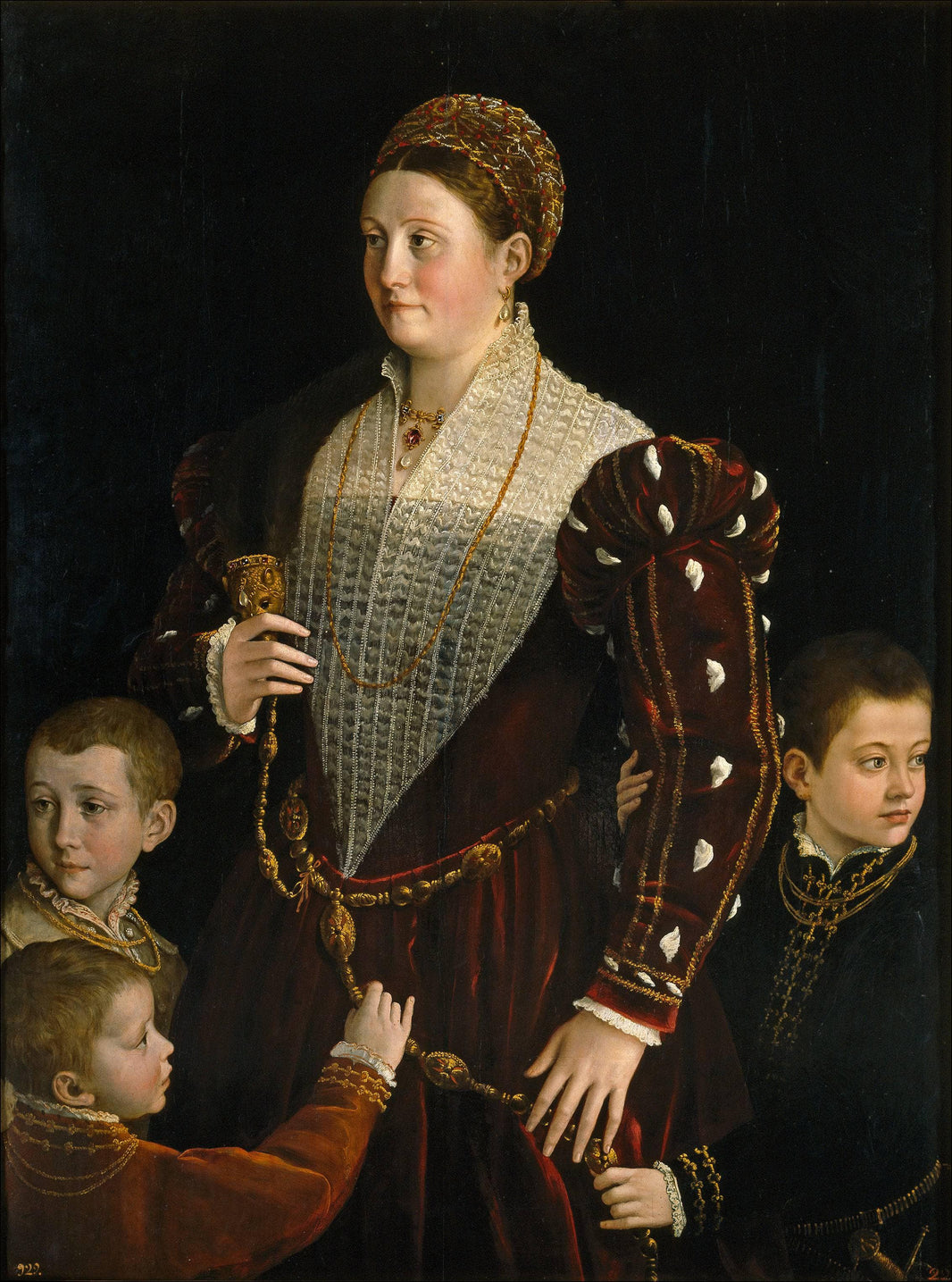 Camilla Gonzaga with Her Three Sons by Parmigianino — hand-painted portrait oil painting reproduction on canvas