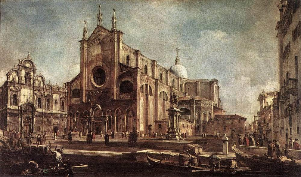 Campo Santi Giovanni e Paolo by Francesco Guardi — hand-painted architectural oil painting reproduction on canvas