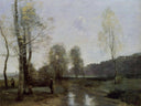 Canal in Picardi by Camille Corot — river oil painting wall art, Realism