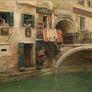 Canal in Venice by Vincenzo Caprile — Oil Painting Reproduction