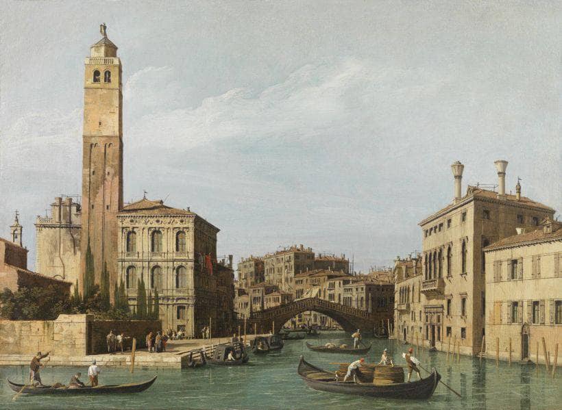 Canal view with the Ponte delle Guglie, Palazzo Labia and the Campanile of San Geremia