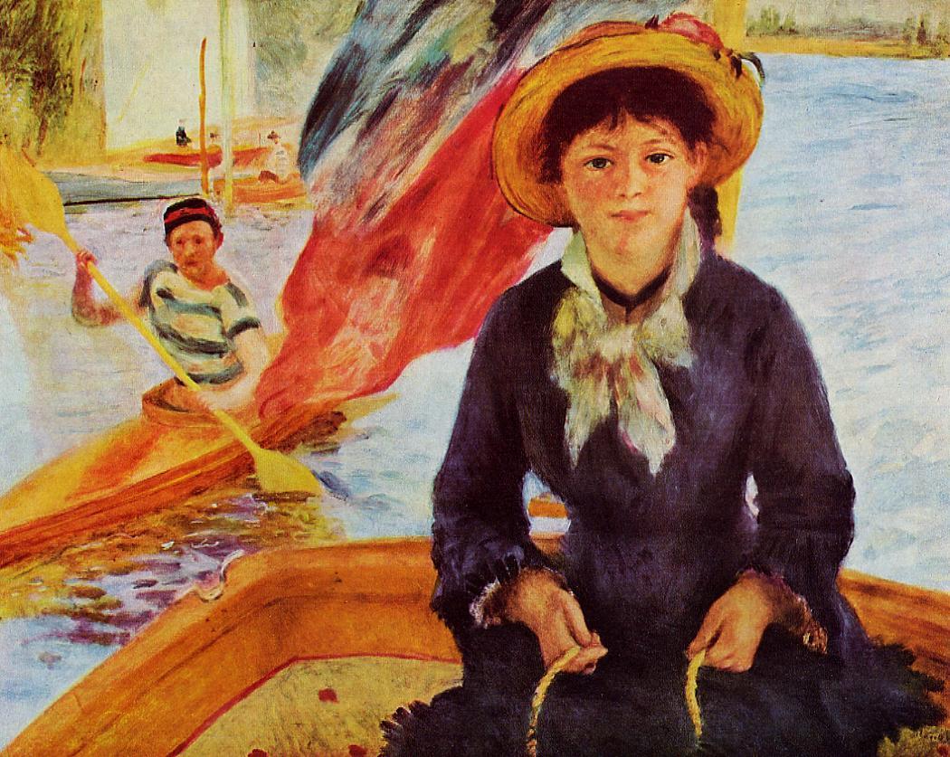 Canoeing (Young Girl in a Boat) by Pierre-Auguste Renoir — hand-painted portrait oil painting reproduction on canvas