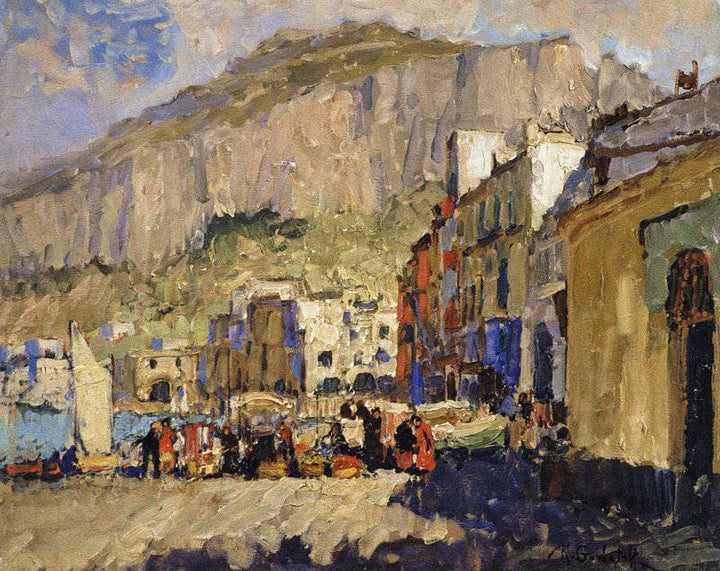 Capri. The Harbor by Konstantin Gorbatov — hand-painted landscape oil painting reproduction on canvas