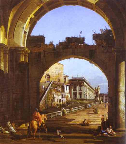 Capriccio of the Capitol by Bernardo Bellotto — hand-painted architectural oil painting reproduction on canvas