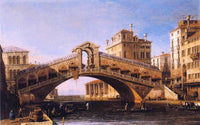 Capriccio of the Rialto Bridge with the Lagoon Beyond by Canaletto — hand-painted architectural oil painting reproduction on canvas