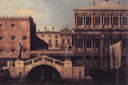 Capriccio: The Ponte della Pescaria and Buildings on the Quay by Canaletto — hand-painted architectural oil painting reproduction on canvas