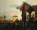 Capriccio with Ruins and Porta Portello in Padua by Canaletto — urban oil painting wall art, Rococo