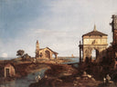 Capriccio with Venetian Motifs by Canaletto — hand-painted architectural oil painting reproduction on canvas