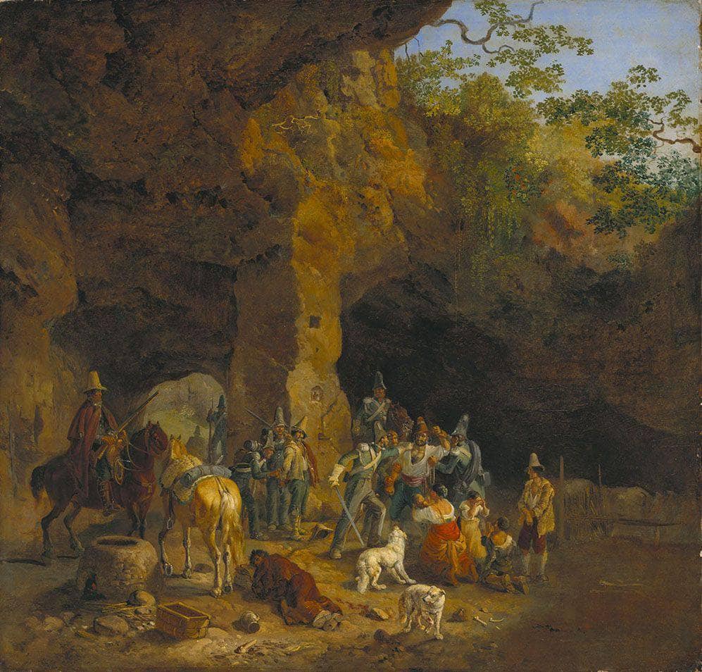 Capture of Italian brigands by Heinrich Bürkel — hand-painted landscape oil painting reproduction on canvas