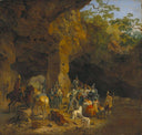 Capture of Italian brigands by Heinrich Bürkel — forest oil painting wall art, Romanticism