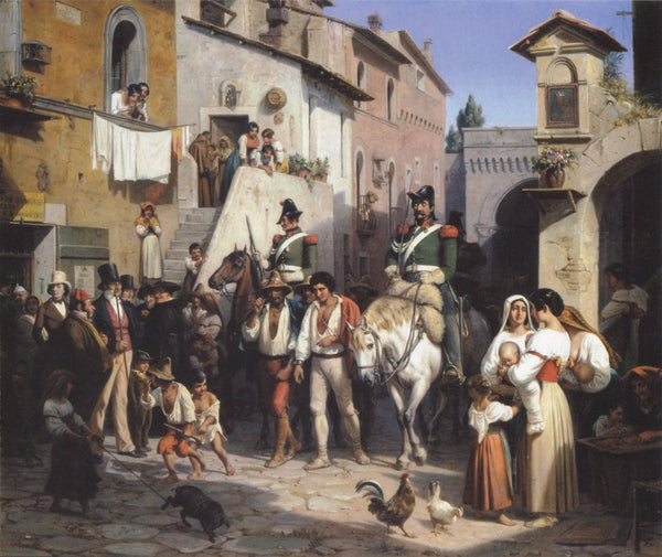 Captured Italian Peasants Are Taken into a Village near Rome