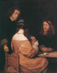 Card Players by Gerard Terborch — hand-painted portrait oil painting reproduction on canvas