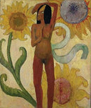 Caribbean Woman, or Female Nude with Sunflowers by Paul Gauguin — hand-painted abstract oil painting reproduction on canvas