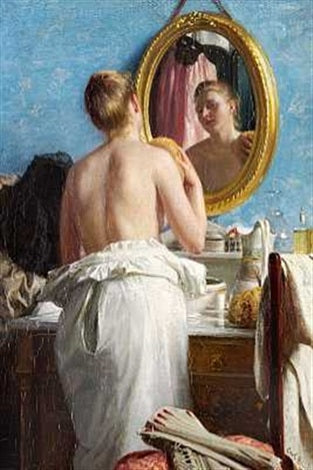 A girl washing herself for carnival - Carl Bloch