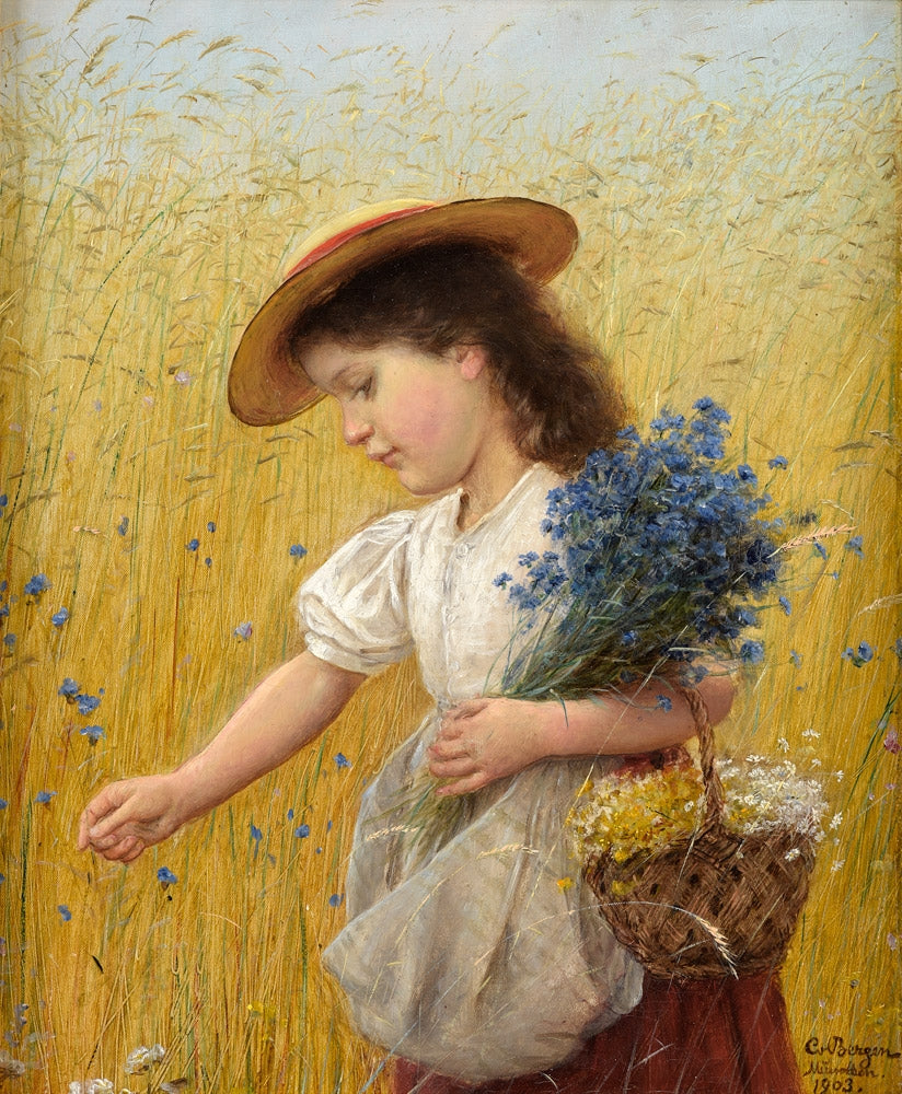 The wheat field by Carl von Bergen — hand-painted portrait oil painting reproduction on canvas