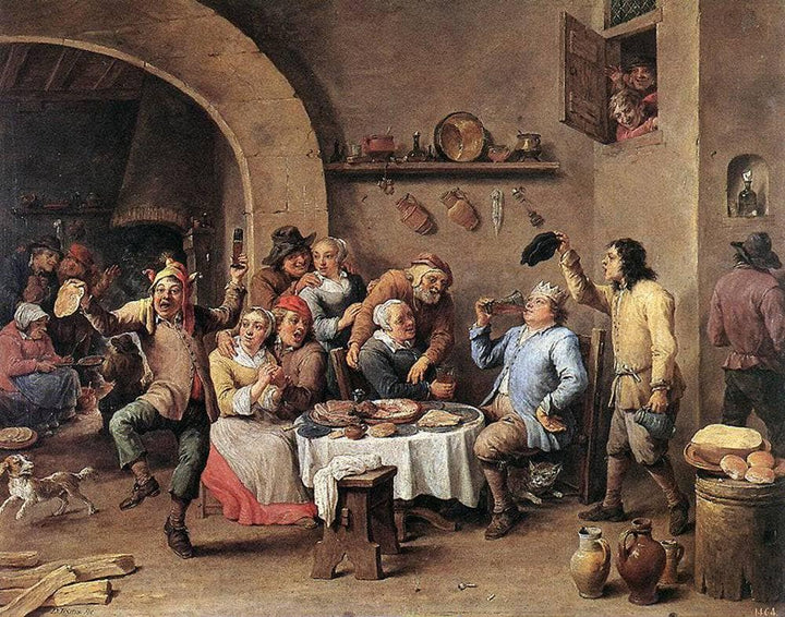 Carnival: 'The King Drinks' by David Teniers the Younger — hand-painted landscape oil painting reproduction on canvas