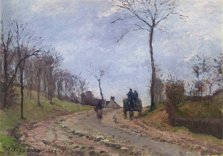 Carriage on a Country Road, Winter, Outskirts of Louveciennes - Camille Pissarro