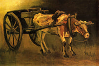Cart with Red and White Ox by Vincent van Gogh — hand-painted animal oil painting reproduction on canvas
