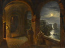 Carthusian monks in Certosa di San Giacomo on Capri by Franz Ludwig Catel — urban oil painting wall art, Romanticism